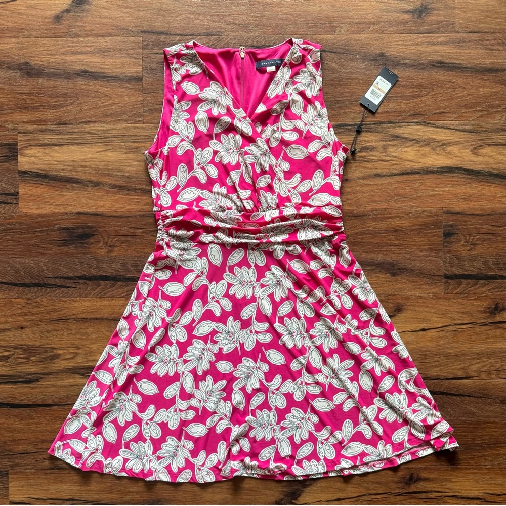 Women’s 12 Tommy Hilfiger pink, white, and black sleeveless dress - new with tag